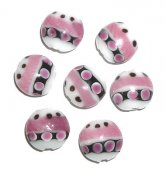 Svart pärla myntformad vitt/rosa mönster