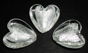 Stort hjärta 35mm vitt med silverfolie