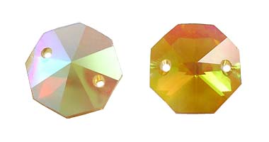 Hänge/länk gyllengul oktagon med 2 hål