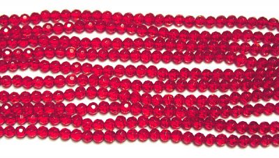 Röd, facetterad pärla 6mm