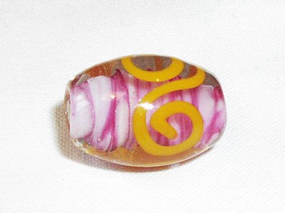 Handgjord pärla rosa/orange oval