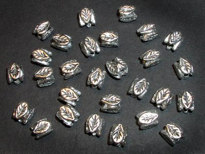Metallpärla rondell med löv 10-pack