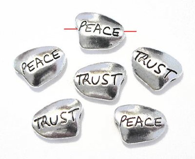 Stor metallpärla "Trust/Peace"