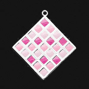 Liksidigt hänge "fyrkant" i rosa emalj