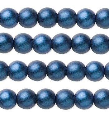 Mörkblå satinpärla 6 mm 20-pack